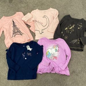 5 Carters long sleeve tee shirts girls toddler 24m bundle